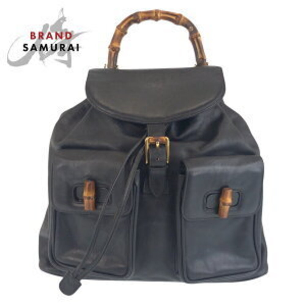 Gucci Black Bamboo Backpack Leather - Picture 2 of 10